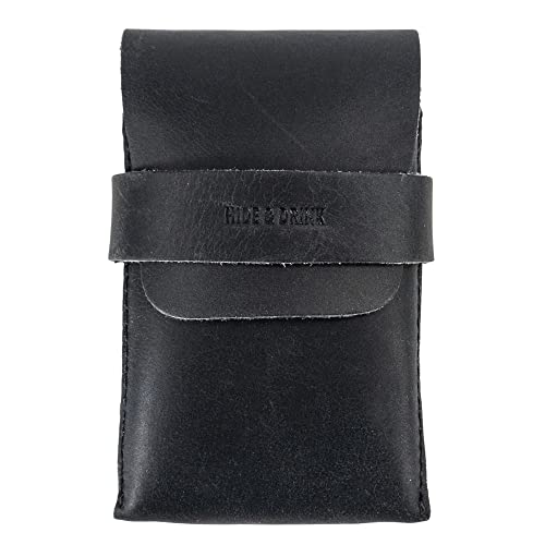 Image of Hide & Drink, Classic Case for Playing Cards (Not Included) Secure Storage, Playing Deck Holder, Travel Accessory, Full Grain Leather, Handmade, Charcoal Black