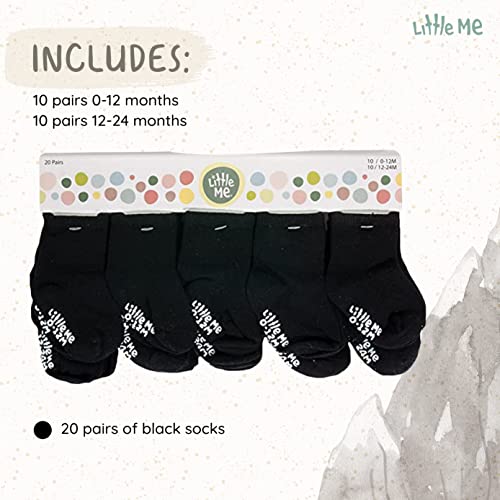 Image of Little Me 20-Pack Newborn Baby Infant & Toddler Unisex Socks, For Baby Girl or Boy, 0-12 & 12-24 Months, Assorted Size Pack