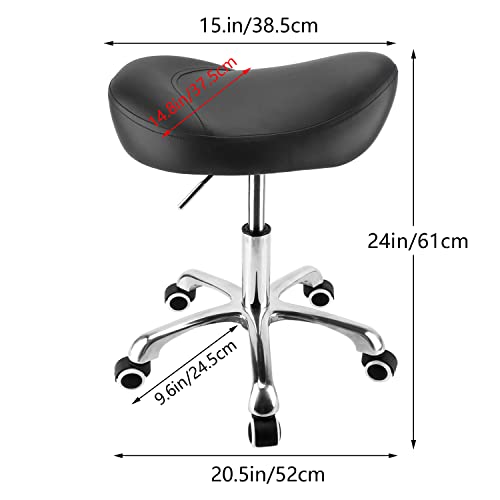 Geboor Hydraulic Saddle Stool With Wheels Rolling Adjustable Height For Clinic Dentist Spa Massage Medical Salons Studio (Black) #TOP2