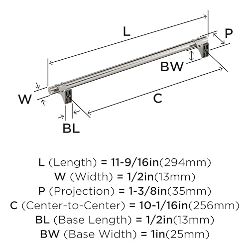 Image of Amerock Davenport 10-1 /16 inch (256mm) Center-to-Center Polished Nickel Cabinet Pull, BP36620PN