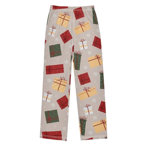 Boys' Pants Gifts Boxes Snowflake Christmas Long Bottoms Jogger Pants Elastic Waist Trousers with Pockets S-XL