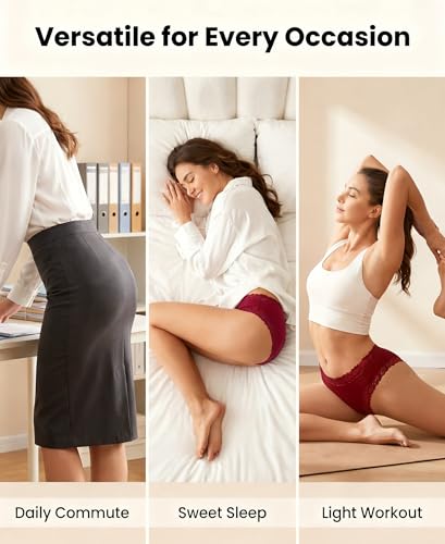 Image of Knowyou Cotton Underwear for Women Cheeky Bikini Womens Underwear Pack Sexy Lace Wasit Hipster Brief Panties for Ladies
