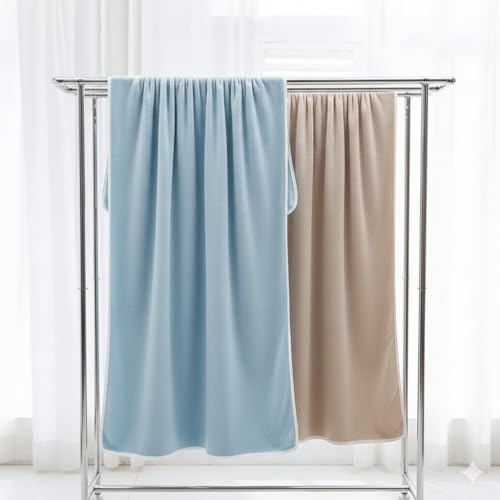 Image of Dribble Coral Fleece 450 GSM Bath Towel 70x140 cm | Ultra Soft, Quick Dry, Highly Absorbent | Lightweight & Skin-Friendly Towel for Bathroom, Gym & Travel, (Brown /Blue, Pack of 2)