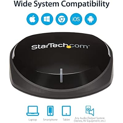 StarTech.com Bluetooth 5.0 Audio Receiver with NFC - Bluetooth Wireless Audio Adapter BT 5.0-66ft (20m) Range - 3.5mm/RCA or Digital Toslink/SPDIF Optical Output - Lossless HiFi Wolfson DAC (BT52A)