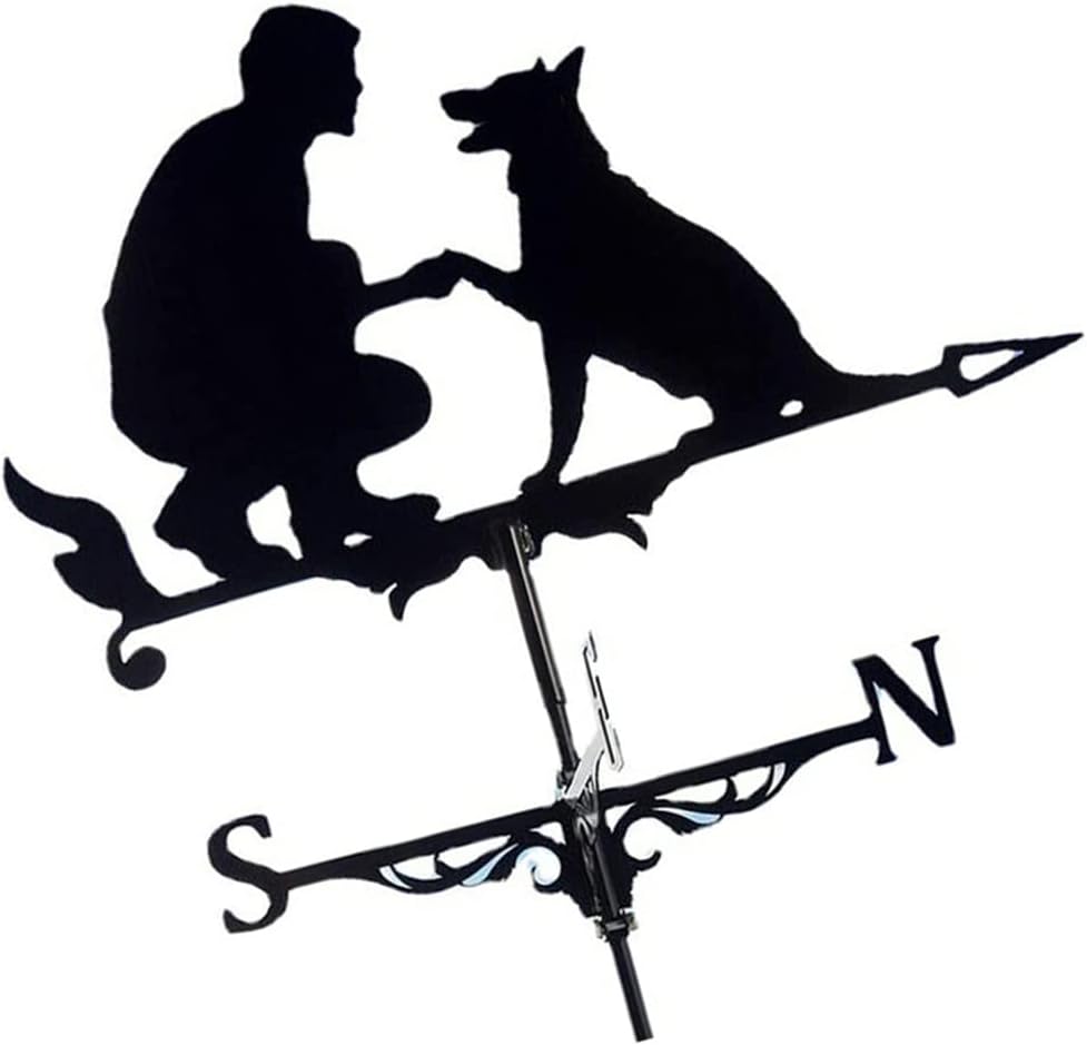 Weathervane Man Dog Weather Vane Decorative Garden Yard Wind Direction Indicator Great Accessories for Garden, Lawn, Patio or Yard Decoration (AZ-P072-US1151707CXIFIJL)
