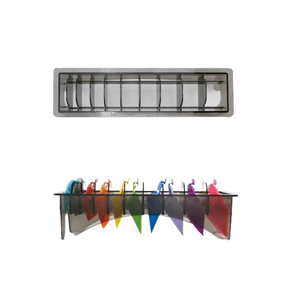 Organizador de Peines Guía de 10 Rejillas, Soporte para Cortapelos | Caja de Almacenamiento Rectangular con 10 Rejillas para el Uso en Barberías Profesionales Como para Hogar Limpios y Mano