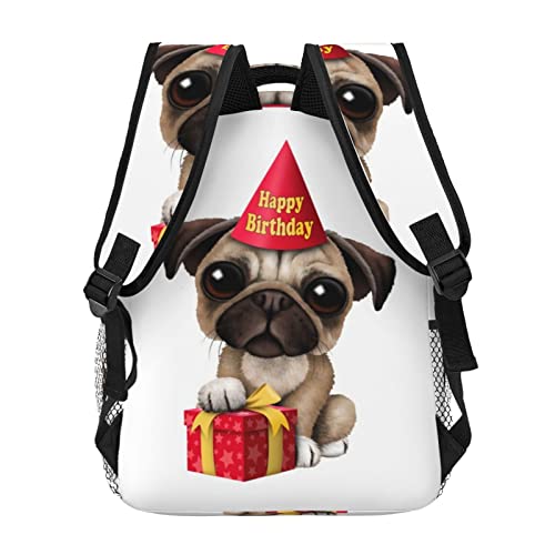 Sac à dos d'école pour ordinateur portable grand format, sac de voyage mignon carlin mixte