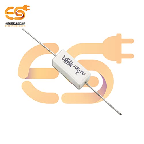 Image of Electronic Spices 10 Ohm (Ω) 5 Watt Fusible Ceramic Cement Power Resistor Pack of 5pcs