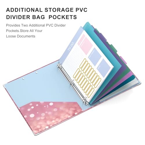 Image of 3 Ring Binder, 0.75 Inch Binder Organizer with 5 Tab Dividers, File Folder Labels, A4 Memo Pad & to Do List Planners for Women, Men, School Supplies and Office Supplies, Word Hard
