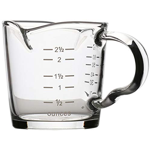 Cabilock Taza medidora de cristal con asa, con bscula hecha a mano, resistente al calor, apta para lavavajillas, 100 ml