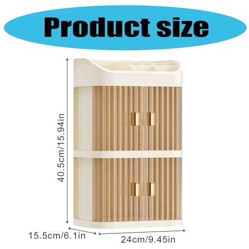 Boîte de rangement cosmétiques à 3 couches empilables pour coiffeuse