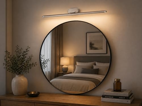 Image of FILLISKA 12 Watt Modern LED Picture /Dressing /Vanity /Bathroom /Mirror Light with 3 Step Light Mode & Adjustable Head (White,WarmWhite and Neutral White)(2 Year Warranty) (12 Watt Satin Nickel)