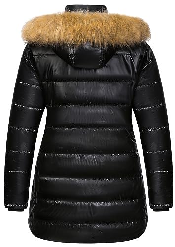 CREATMO US Women's Plus Size Winter Coats Long Puffer Jacket Fleece Lined Parka Removable Fur Hood Available in 1X To 5X2
