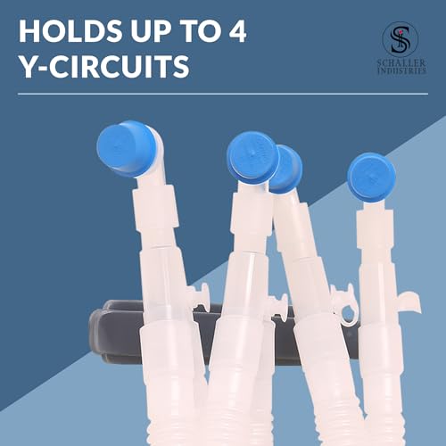 Image of S I Veterinary Y Circuit Wall Rack - Holds 4 Adult or Pediatric Anesthesia Breathing Circuits, Vertical Storage & Drying, Damage-Free 3M Command Strip Install, For Veterinary Use Only (Silver)