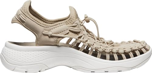 KEEN KEEN Women's Astoria Breathable Lifted Heel Two Cord Casual Water Sandals, Safari/Star White, 9 US
