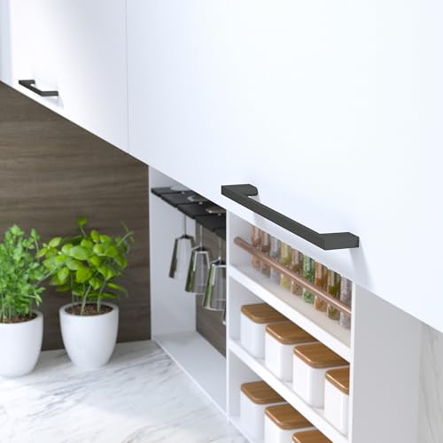 Image of Richelieu Hardware BP8160192900 Armadale Collection 7 9 /16-inch (192 mm) Center-to-Center Matte Black Modern Rectangular Cabinet and Drawer Pull Handle for Kitchen, Bathroom, and Furniture