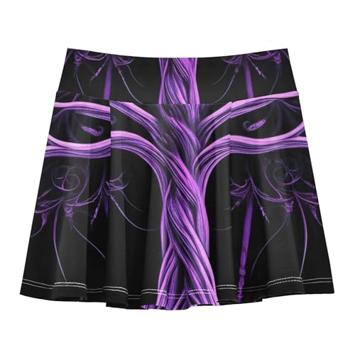 Digital Artwork Glowing Purple Tree Girls' Shorts Athletic Skorts Kids Tennis Skirts 2 in 1 Butterfly Skirt 3t