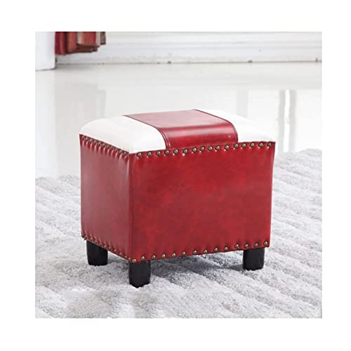 Taburete de tocador de cuero rojo banco