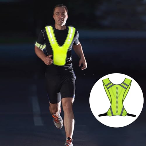 RUNQIN Reflektorweste, Flexibel Einstellbar Sicherheitsweste Fahrrad, Reflektierende Weste für Damen & Herren, Atmungsaktiv Laufweste Reflektoren Kleidung,Laufen Warnweste für Joggen Wandern Radfahren
