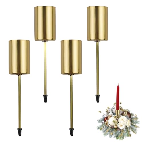 4 portavelas de varilla, portavelas, portavelas doradas, candelabros de Adviento, candelabros para Navidad, decoración de mesa