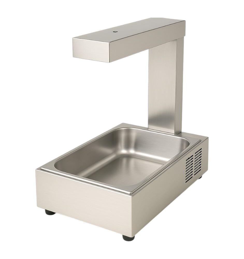Chauffe-Frites Professionnel GN 1/1 – 1000W – Acier Inox – Chauffage Supérieur – Bac Fixe – 342x605x550 mm