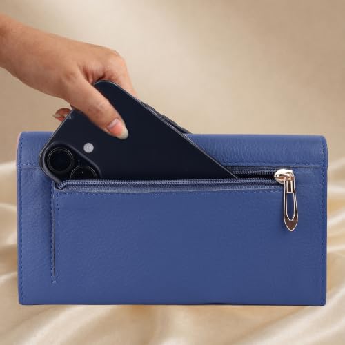 Image of Steve Jhonson Leather Wallet for Women - Mini Hand Purse with Card Holder - Women Stylish Clutch Purse - Cute Mini Ladies Wallet for Daily Use - Fancy Ladies Purse with Slim Design (Blue)