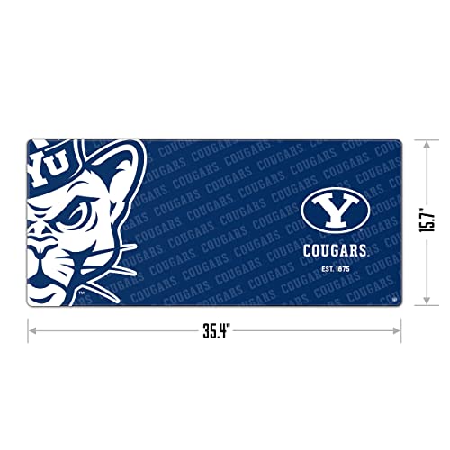 Image of YouTheFan NCAA BYU Cougars Logo Series Desk Pad | Water And Stain Resistant, Heavy-Duty Non-Slip Rubber Backing, Stitched Edge, Fits Under Mouse, Computer And Keyboard