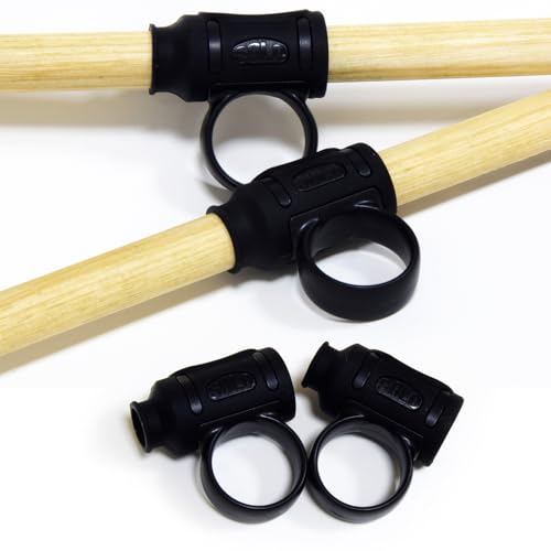 2Pcs 5A 5B 7A Drum Sticks Control Clip Finger Drumsticks Aid Drum Stick Finger Controller Silicone Drum Sticks Twirling Controller Auxiliary Drumsticks Finger Ring Anti Slip (Black)