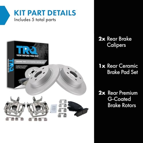 Image of TRQ Rear Brake Pad and Rotor Set Ceramic Solid Rotors Calipers | For 2013-2017 Buick Encore 2013-2016 Chevrolet Sonic 2015-2017 Trax