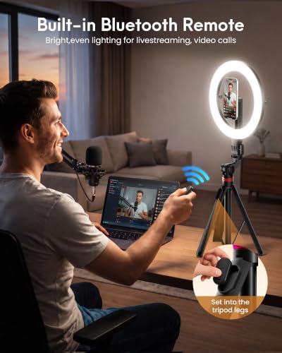 Image of Magnetic Ring Light with Stand and Phone Holder,10 inch Phone Tripod with Light