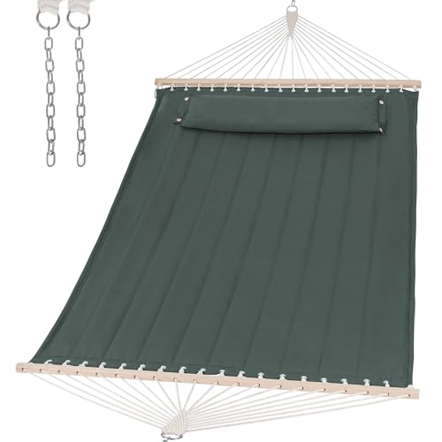 SUNCREAT Hammocks Replacement Hammock for Stand 475 lbs Capacity Two Person Backyard Hammock for Outside Green Gray