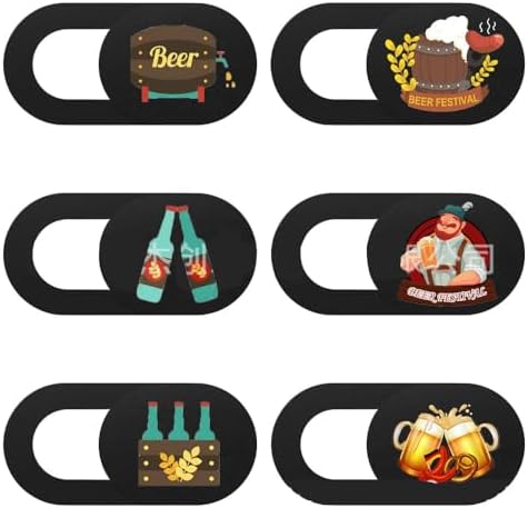 Mizi Webcam Privacy Cover Slide [6 Pack], Cute Camera Blocker Sticker, Protect Your Privacy and Security for Computer, Laptop, Tablets & Phones - Beer