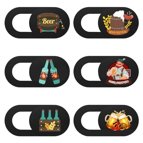 Mizi Webcam Privacy Cover Slide [6 Pack], Cute Camera Blocker Sticker, Protect Your Privacy and Security for Computer, Laptop, Tablets & Phones - Beer