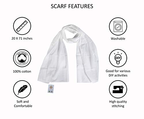 White Scarf And Plain Tote Bag | Things Items To Tie Dye | Party Supply Diy | Women Cotton Neckerchief & Long Handle Bags | Perfect For Kids Ladies Fashion Craft Canvas Activity And Gifts #TOP1