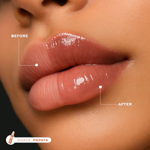 Image of Makeup Revolution Relove Roll Baby Lip Oil- Papaya | Deeply Hydrating Lip Oil for Dry, Cracked Lips | Lightweight, Non-Sticky, Glossy Lip Care with Nourishing Goji Extract- 8ml (Pack of 2)