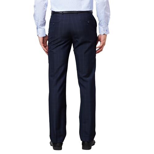 Image of Park Avenue Smart Fit Polyester Blend Checks Pattern Flat Front Formal Trouser