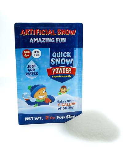 ECO GREEN SUPER ABSORBENT Quick Snow Powder: Instant Snow - Makes 1 Gallon Artificial Fake Snow - Just Add Water - Christmas Decoration Snow - STEM Activities for School Size 2.0 Oz