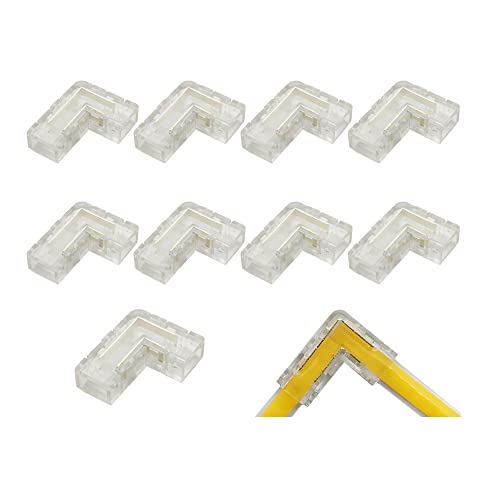 Masterwon L Shape 2-Pin COB LED Light Strip Connectors 5mm Width Right Angle Corner Gapless Unwired Clips Solderless Adapter Terminal Extension Connection for 12v Single Colour COB LED Strip Lights