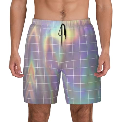Reflective Square Breathable Fit Trends Men's Swim Trunks Board Short with Waist Elastic Band Swimming Trunks