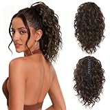 ZQIAN BEAUTY Claw Clip Ponytail Extension - 12 Inch Curly Pony Tails Hair Extensions, Synthetic Hair Extensions Ponytail, Clip on Ponytails for Women (Color: Chocolate Brown)