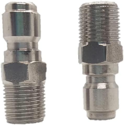 Miniatura 2 de Acoplador de lavadora a presión de acero inoxidable, enchufe de conexión rápida, accesorio NPT macho de 38 pulgadas, 5000 PSI, paquete de 2, plateado