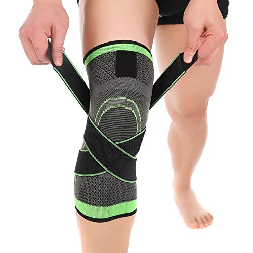 Sports fitness knee pads support bandage support elastic sports compression sleeve basketball knee pads - Green,XXL,