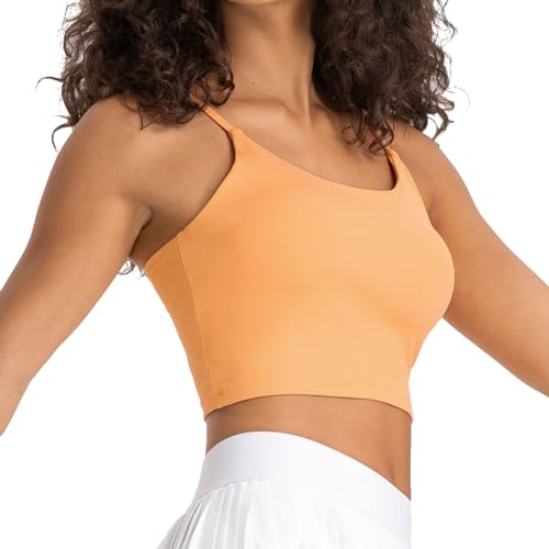 Image of Women's Strappy Stretch Sports Bra Longline Yoga Tank Top Fitness Bra Workout Camisole Crop Tops for Teen Girl