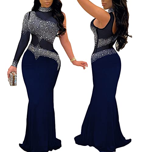 Image of PORRCEY Women's Sexy Elegant Rhinestone Bodycon Dress Hot Drilling Clubwear