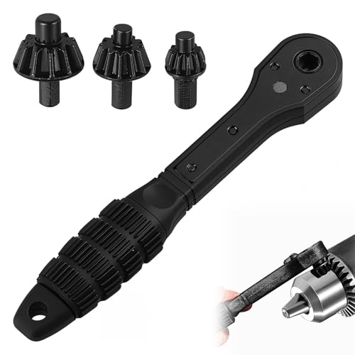 2-in-1 Ratchet Drill Chuck Key Wrench, Drill Chuck Ratchet Spanner, Universal Key Replacement Tool for Drill, Compatible with Most Electric and Power Tools