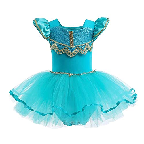 Lito Angels Disfraz Princesa Jazmin Ballet Tutu para Niñas, Vestido Maillot de Ballet con Falda, Leotardo de Danza, Talla 5-6 Años
