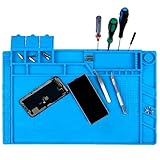 Lötmatte Silikon 500℃ Hitzebeständige, Groß Lötunterlage 46x 30 cm, Soldering Mat Magnetic mit Mehreren Aufbewahrungsschlitzen für Lötarbeiten, Handy, PC, Smartwatch, Schmuck & DIY Lötarbeiten