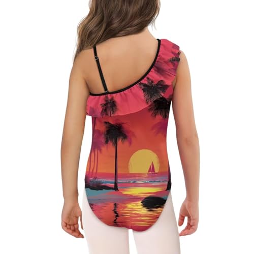 Image of Girls Swimsuit One Piece Ruffle Swimsuit Non-Slip Straps UPF 50+ for Girls Size 3-14 Years