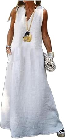 New Women's Cotton linen casual dress main image 1
