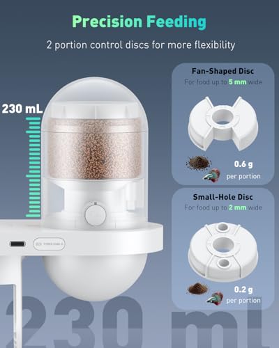 Image of Pawfly WiFi Automatic Fish Feeder for Aquariums, Smart Auto Fish Food Dispenser with App Control 2.5 K HD Video & Timer, 230 mL Vacation Feeder for Powder Pellets & Small Pillars, USB Powered